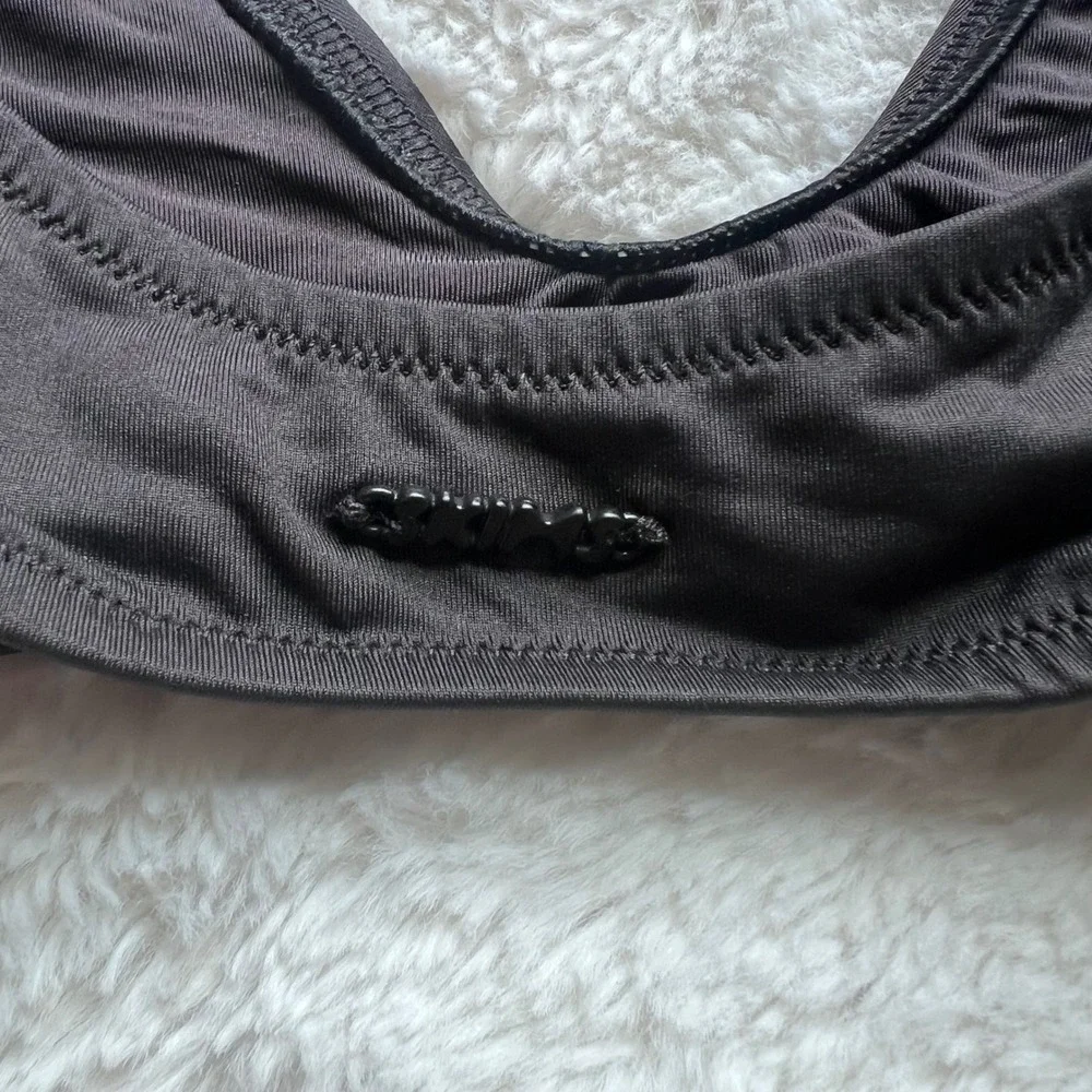 SKIMS Signature Swim Plunge Triangle Top Onyx Black BT-PLG-7500W Women Small NWT